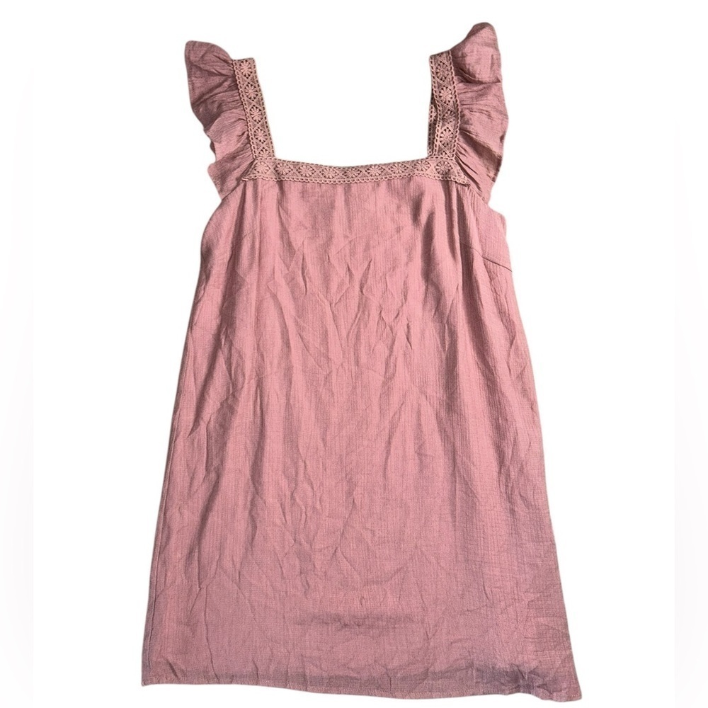 Lulus Country Charm Mauve Ruffled Mini Shift Dress Size Small Boho Preppy Spring